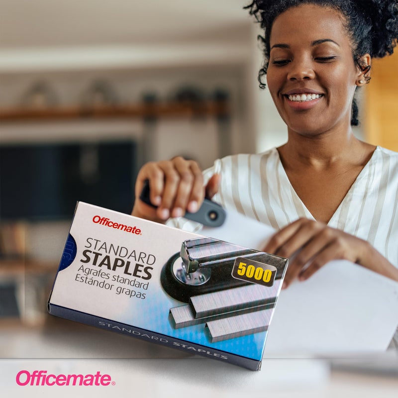 Officemate Standard Staples, 5 Boxes of 5,000 (25,000 Total), 1/4â€³ Full-Strip General Purpose Staples, Fits Standard Desktop and Office Staplers, 20-Sheet Capacity - Image 2
